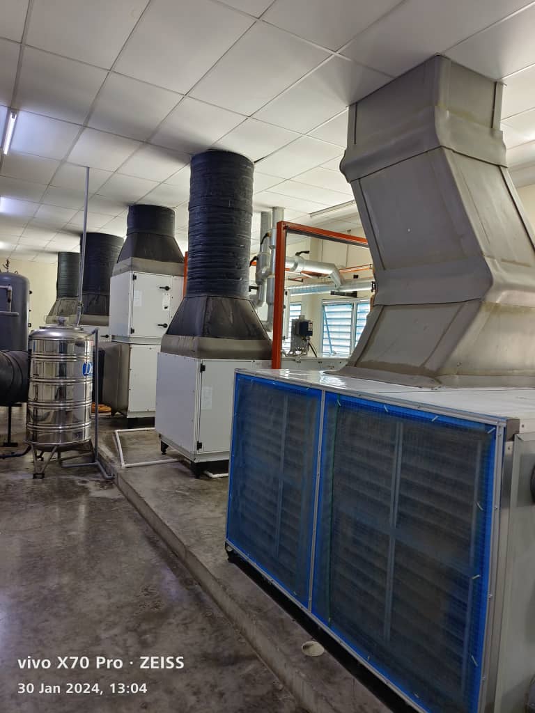 Industrial HVAC air handling installation